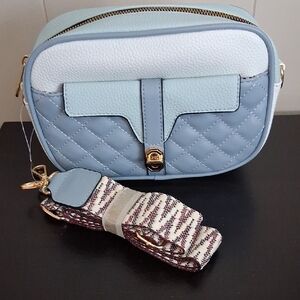 Elegant Blue and White Quilted Women's Bag
